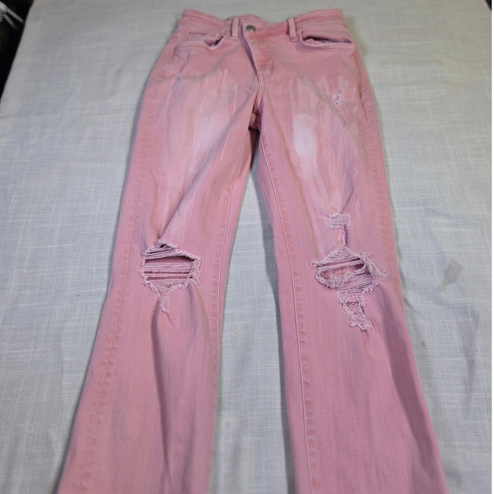 Flying Monkey Pink Distressed High Rise Skinny Jeans F5647BRS Size 25
